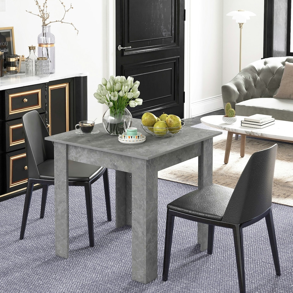 image 1 of HOMCOM Square Dining Table, Kitchen Table with Faux Cement Effect