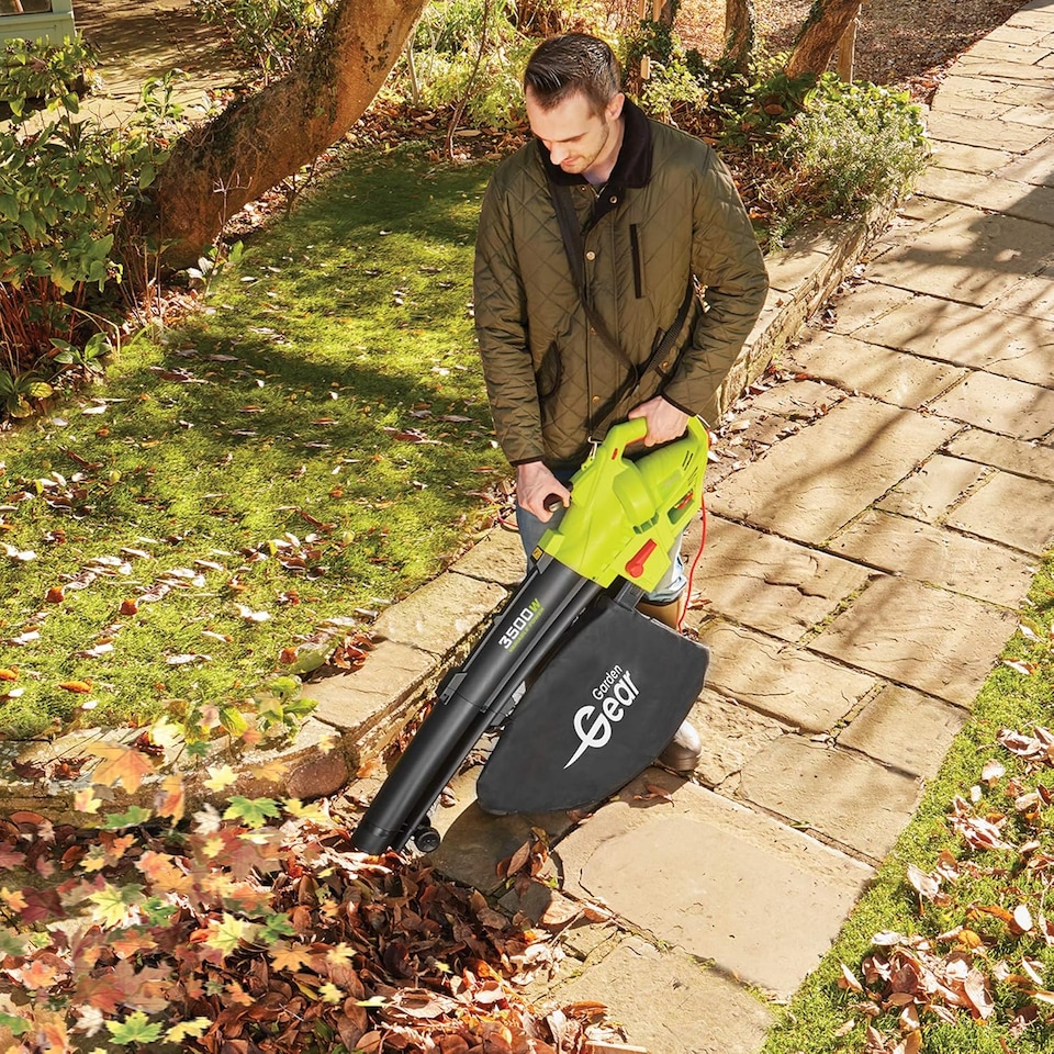 image 1 of Leaf Blower Vacuum & Shredder Mulcher, Electric 3 in 1, Variable Speed,  Large 45L Collection Bag,10m Cable, 3500W