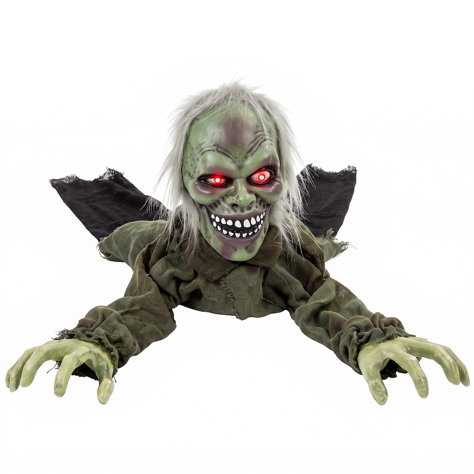 image 1 of HOMCOM Animatronic Crawling Zombie with Light-Up Eyes and Creepy Sound