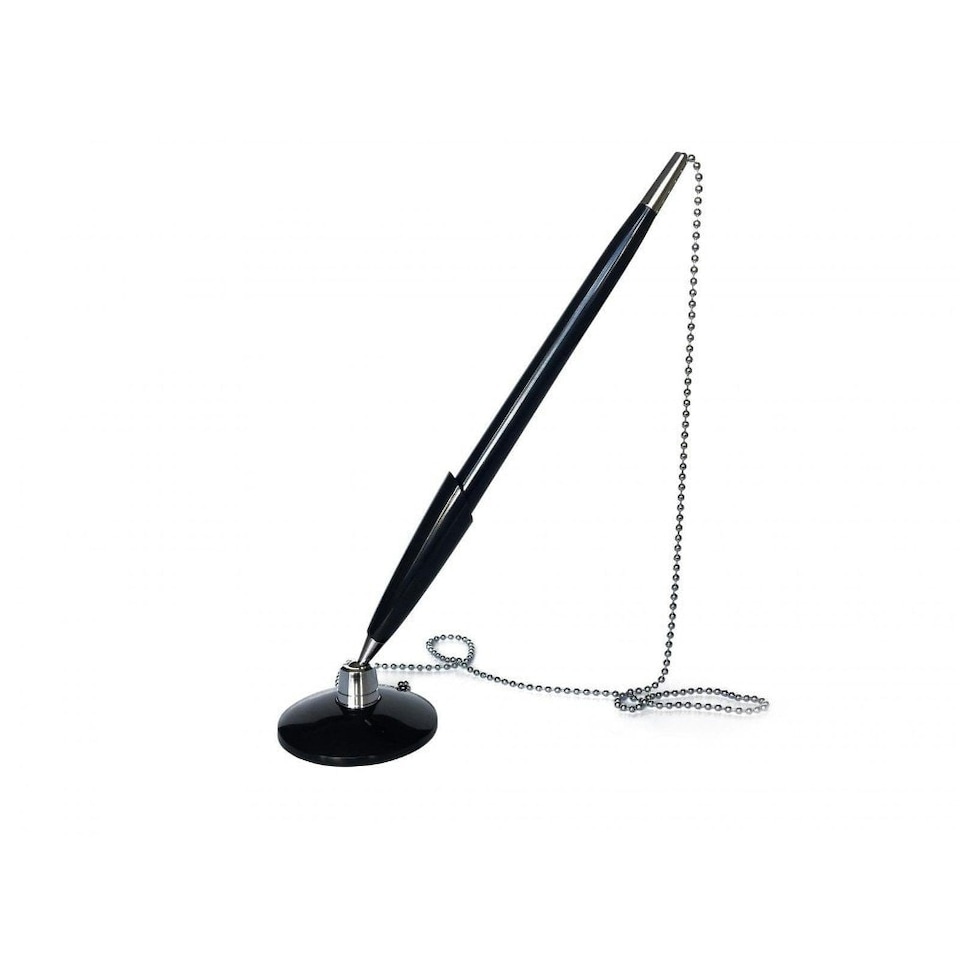 image 1 of Pack of 96 Slim Black Reception Counter Pens on Chain