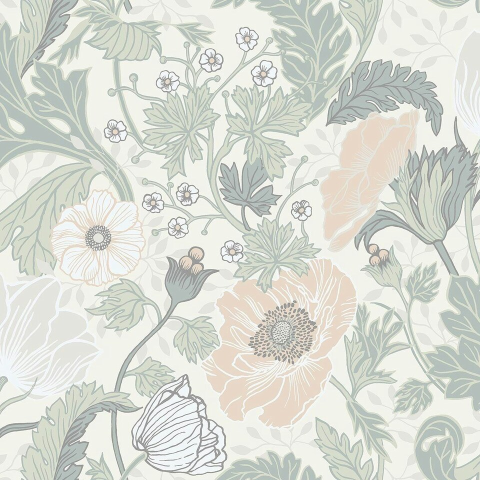 Galerie Apelviken Anemone Wallpaper - White/Light Green - One Size White
