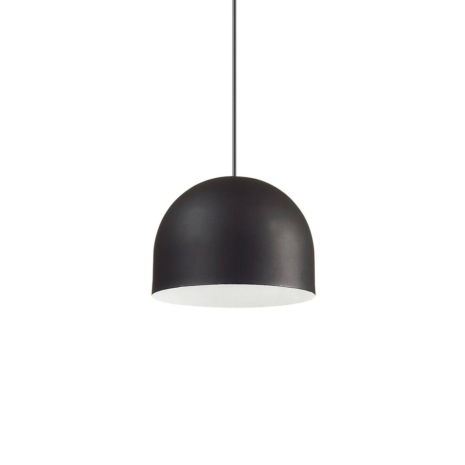 image 1 of Tall 1 Light Dome Ceiling Pendant Light Black