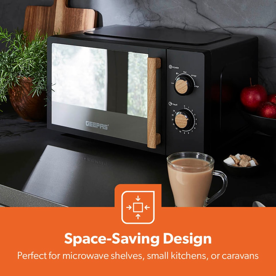 image 1 of GEEPAS 20L Microwave Oven 700W | NordiQ Design Black