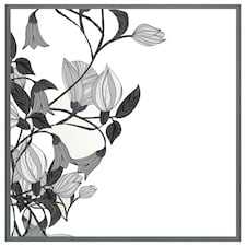 Black & white flower illustration (Picture Frame) Grey | L