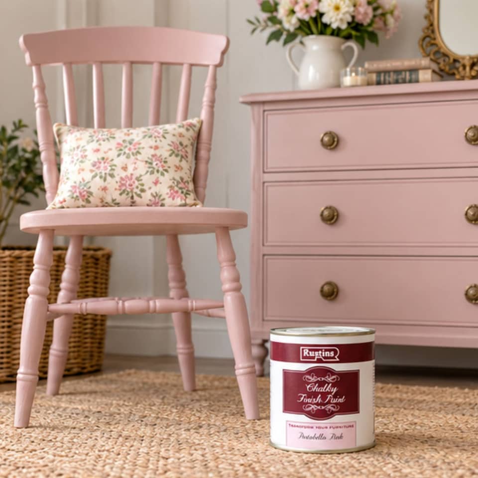 image 1 of Rustins Quick Dry Chalky Finish Paint Portobello Pink 250ml