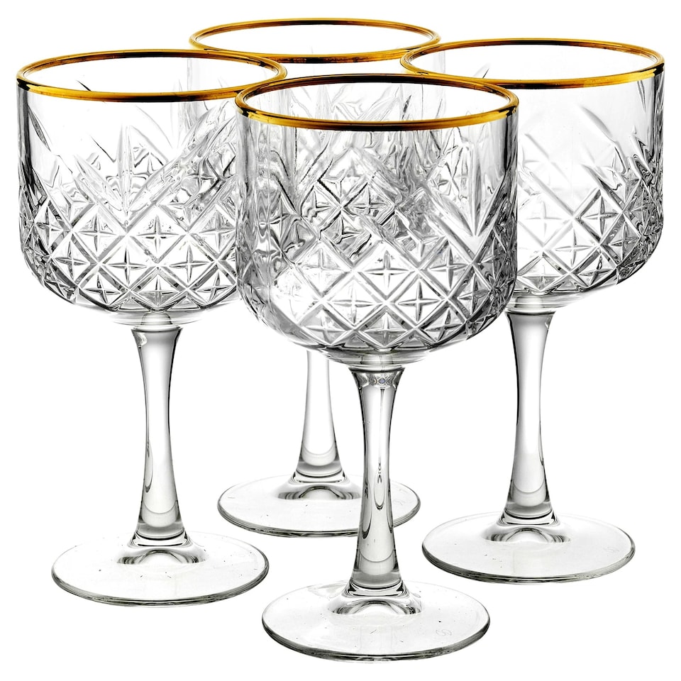 image 1 of Timeless Cocktail Goblet Gold Rim Glassware Sets Mixers Martini 490ml | Clear | Clear