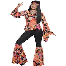Willow the Hippie Costume - Multi-Coloured - with Top - Trousers - Headscarf & Medallion - 45516X1 XL