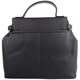 image 2 of Premium Soft Genuine Leather Top Handle Cross Body Shoulder Handbag Black | Black/Ivory