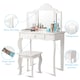 image 4 of COSTWAY Kids Vanity Makeup Table Set Princess Makeup White