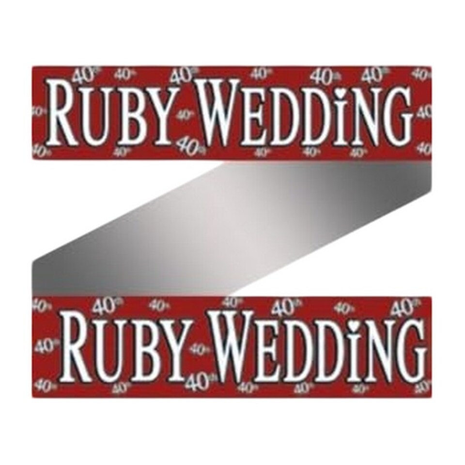 Floso Foil Holographic Wedding Anniversary Banner - Red - One Size