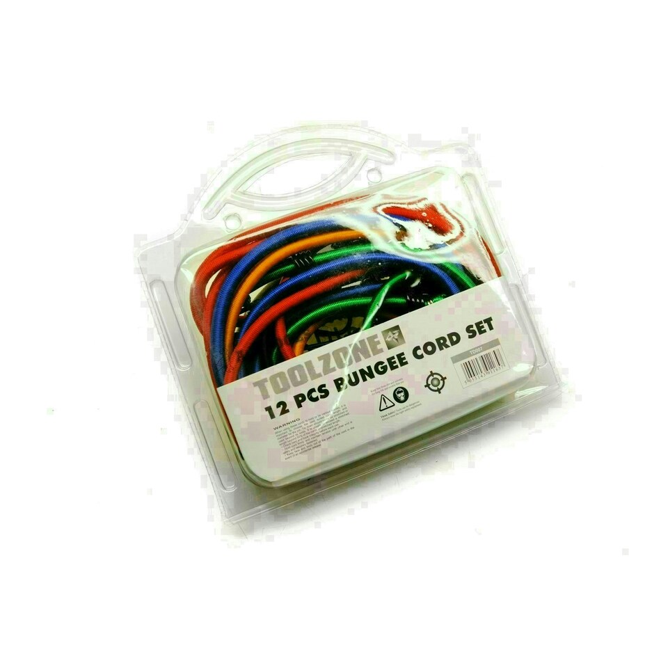 12pc Bungee Cord Shock Rope Elastic Strap Set Hook Lash Luggage Mixed Size TE241