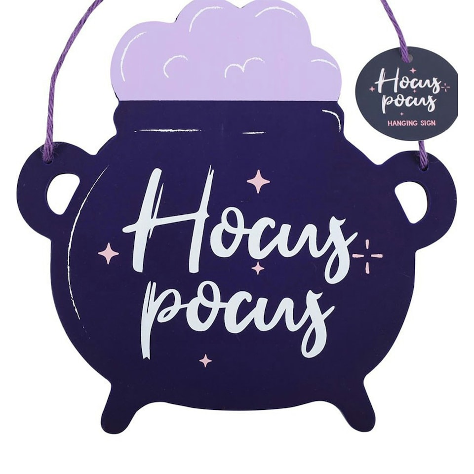image 1 of Something Different Hocus Pocus Cauldron Hanging Sign - Purple - One Size