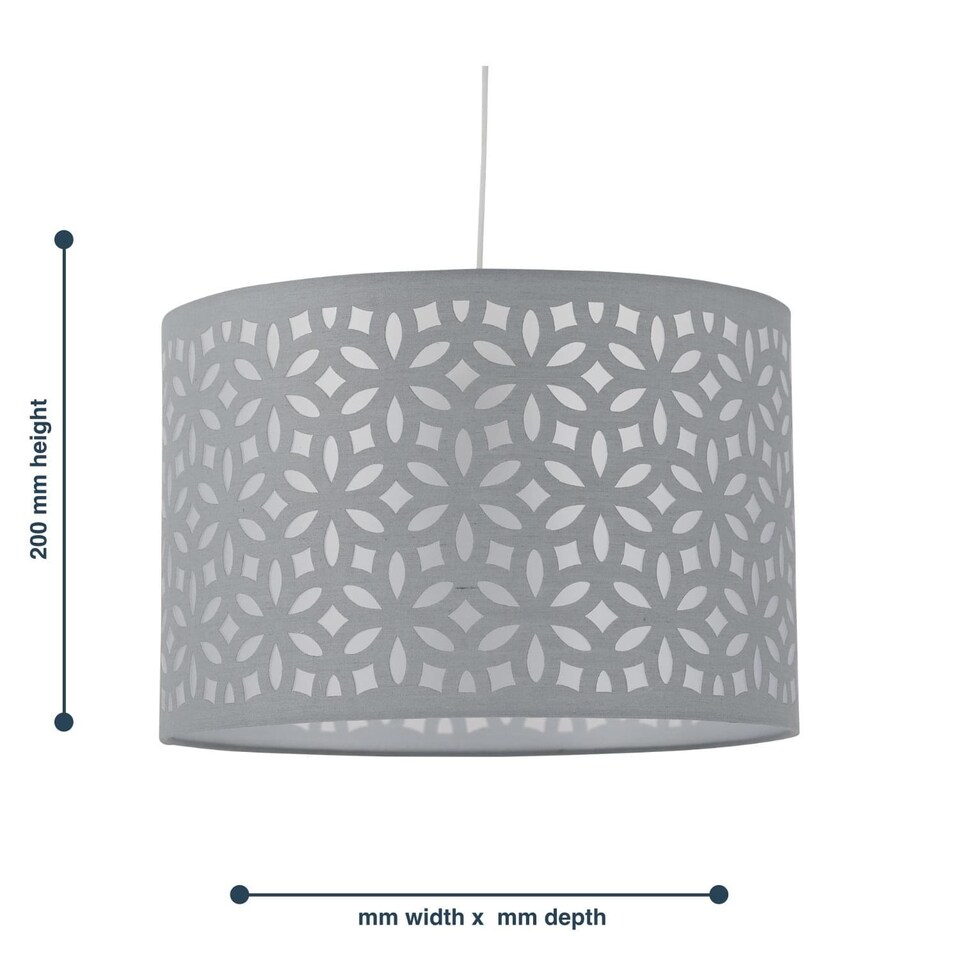 image 1 of Grey Laser Cut 30cm Pendant Lightshade | Grey | Large | 1