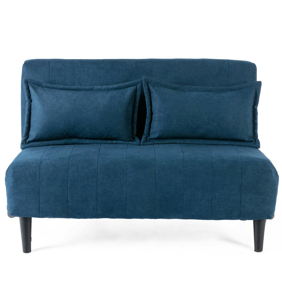 image 1 of Harper 2 Seater Folding Clic Clac Fabric Lounge Futon Sofa Bed (Blue)