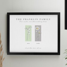 Personalised Birth Flower Family of 2 Black Framed Print Black | One Size