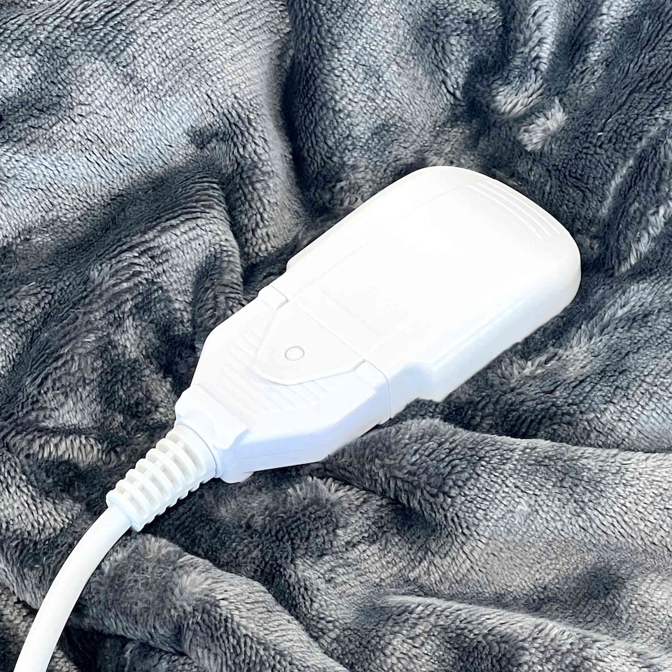 image 1 of Machine Washable Heated Throw Electric Blanket with 10 Heat Settings | Grey