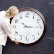image 1 of Outdoor Garden Clock With Thermometer and Metal Casing Brown Big Time  90cm