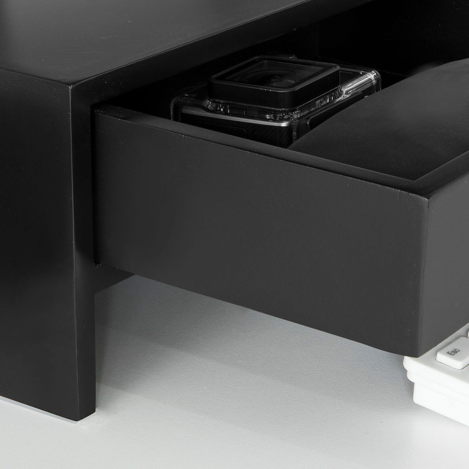 image 1 of SoBuy BBF02-SCH,Computer Monitor Stand Monitor Riser with 2 Drawers | Black | Black | 1