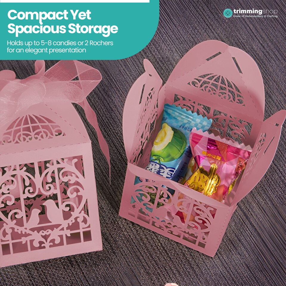 image 1 of Love Birds Wedding Favour Boxes with Organza Ribbon Gift Boxes - 50pcs