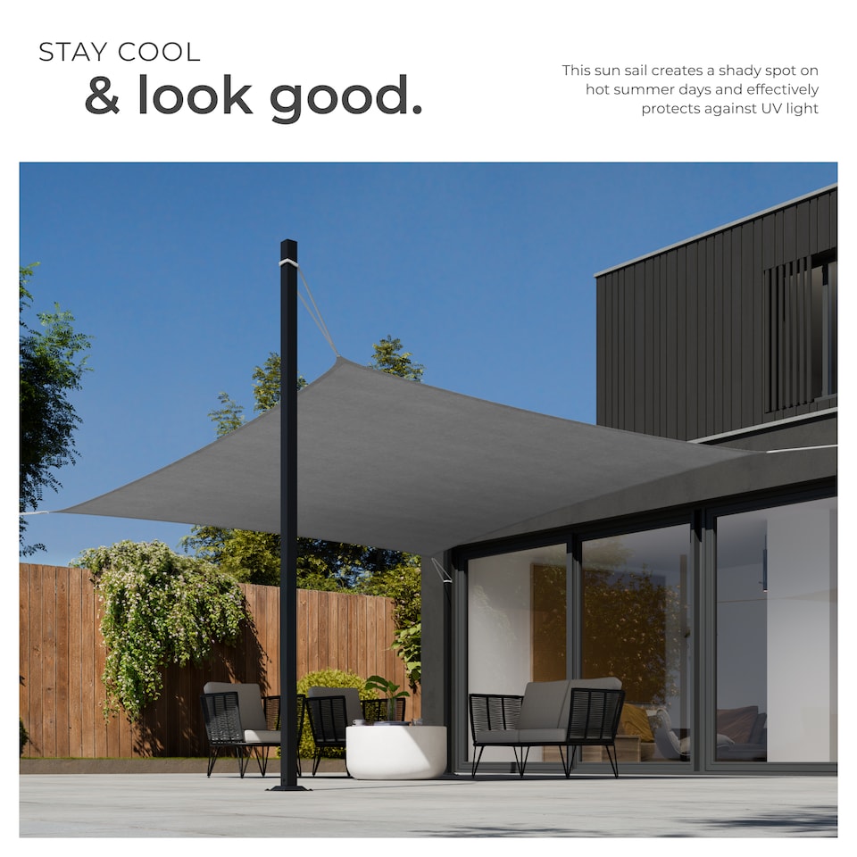 image 1 of Shade Sail - rectangular with UV protection 50, water-repellent, grey | Grey | grey | 4 x 4 m | 1