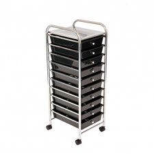 10 Drawer Storage Mobile Makeup Salon Trolley Portable Organiser | Black