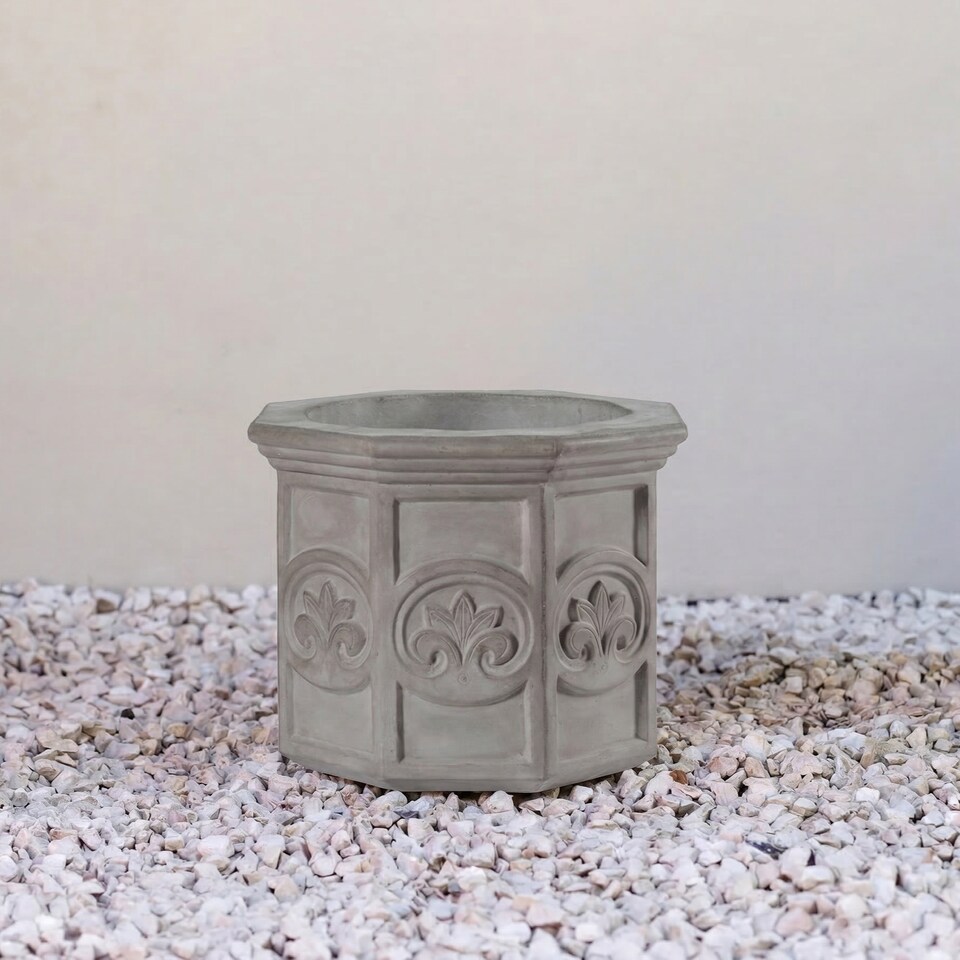 image 1 of Primrose Galgano Hexagon Shaped Concrete Planter in Grey 70cm | Grey | Grey