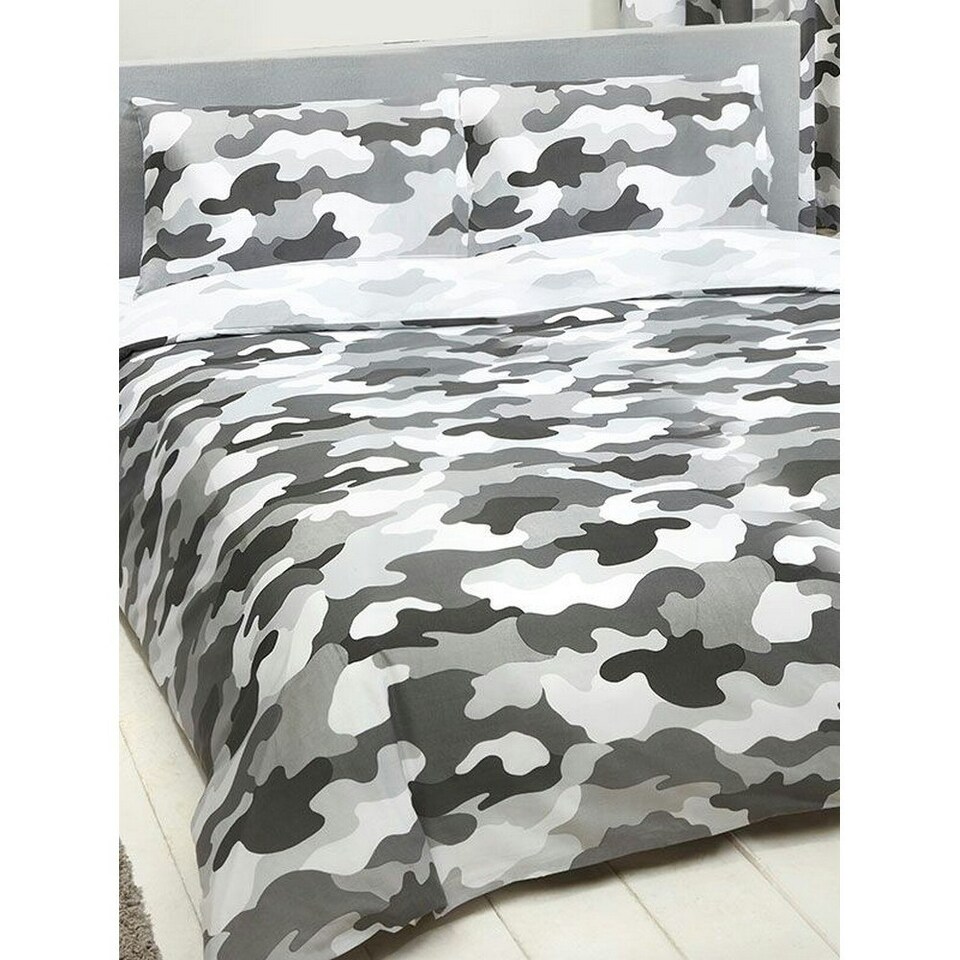 image 1 of Bedding & Beyond Camouflage Duvet Cover Set - Grey - Double | Grey | Double