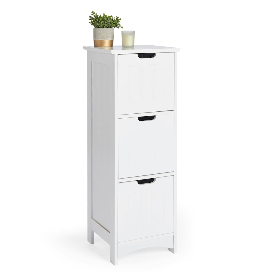 image 1 of VonHaus Holbrook 3 Drawer White Bathroom Drawers
