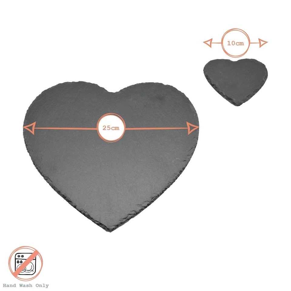 image 1 of Argon Tableware 12 Piece Heart Slate Placemats & Coasters Set | Grey | Grey