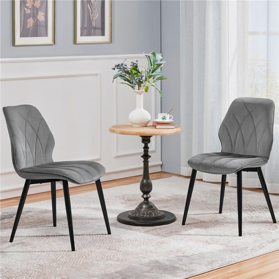 image 1 of Yaheetech Set of 2 Faux Leather Dining Kitchen Chairs Grey | Light Grey