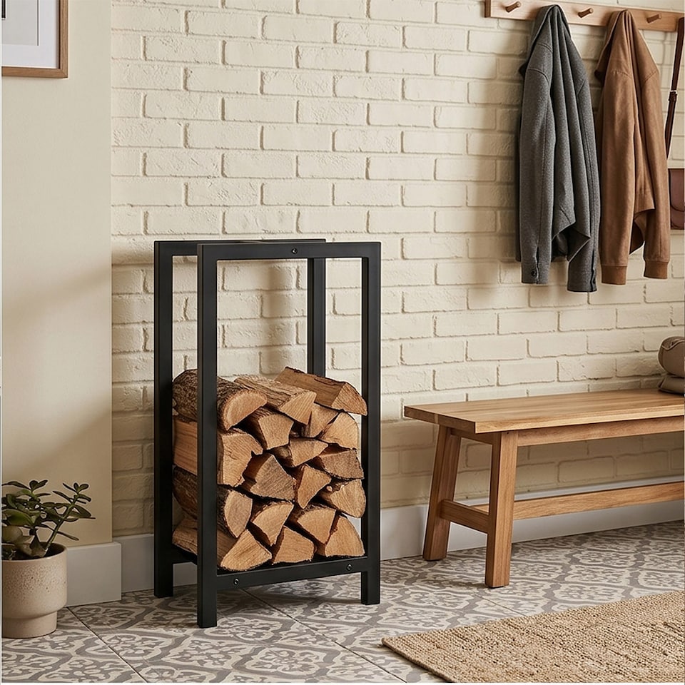 image 1 of Levede Firewood Rack Metal Outdoor Storage Log Holder Fireplace 30 x 22 x 59cm
