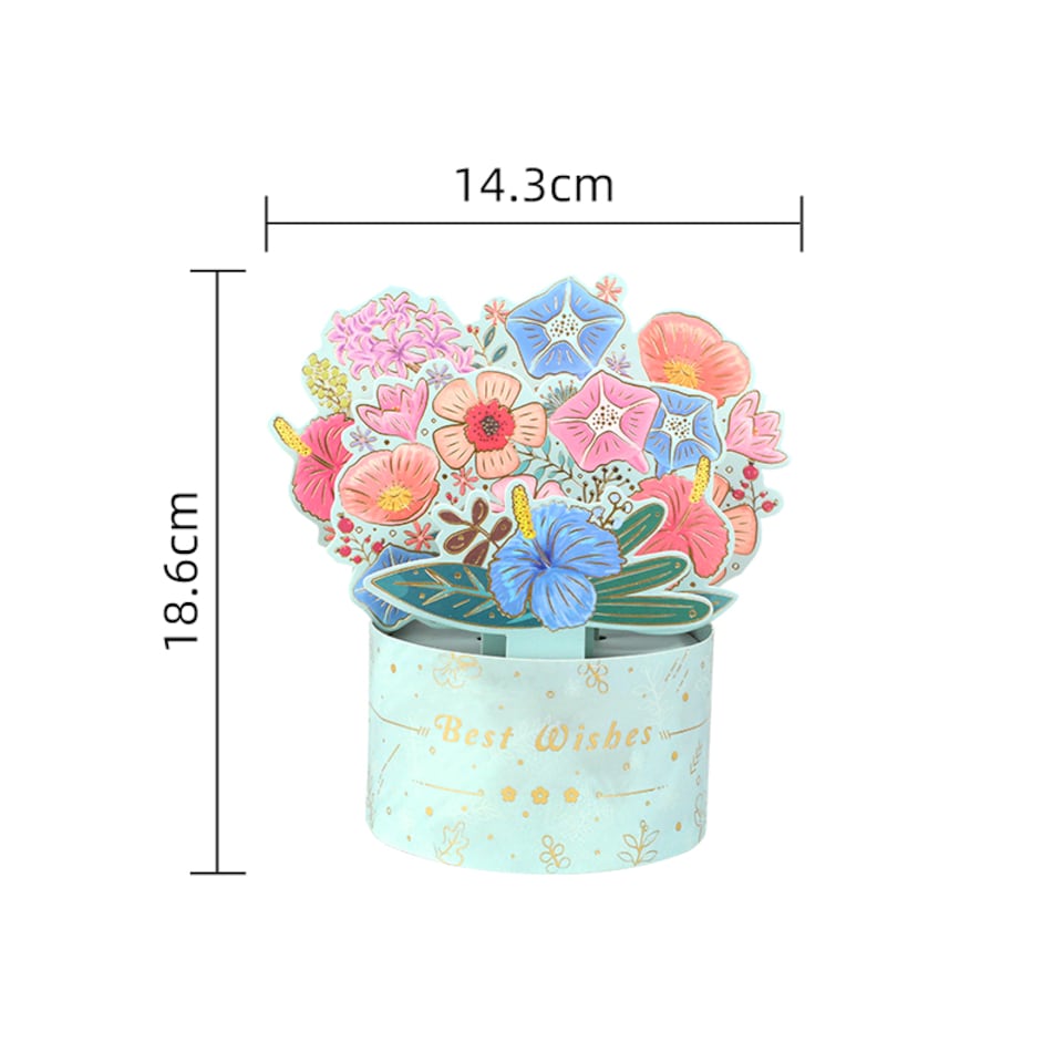 image 1 of Floral Charm in Blue Vase 3D Pop Up Greeting Card