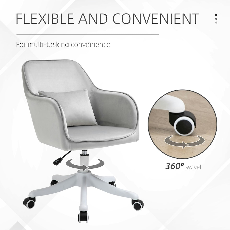 image 1 of Vinsetto Office Chair with Electric Vibration Massage Lumbar Pillow, Grey
