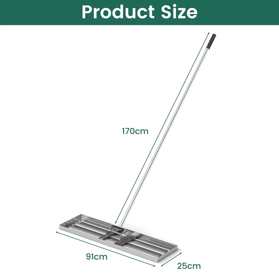 image 1 of COSTWAY Lawn Leveling Rake 91 cm x 25 cm Heavy Duty Level Lawn Tool-Silver