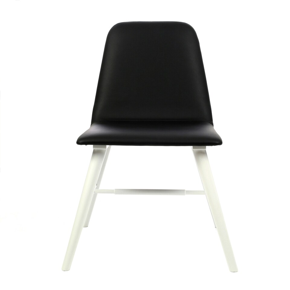 image 1 of Interiors by Premier Black Leather Effect Dining Chair with White Legs, High Quality Leather Chair, Accent Chair, Borg Chair