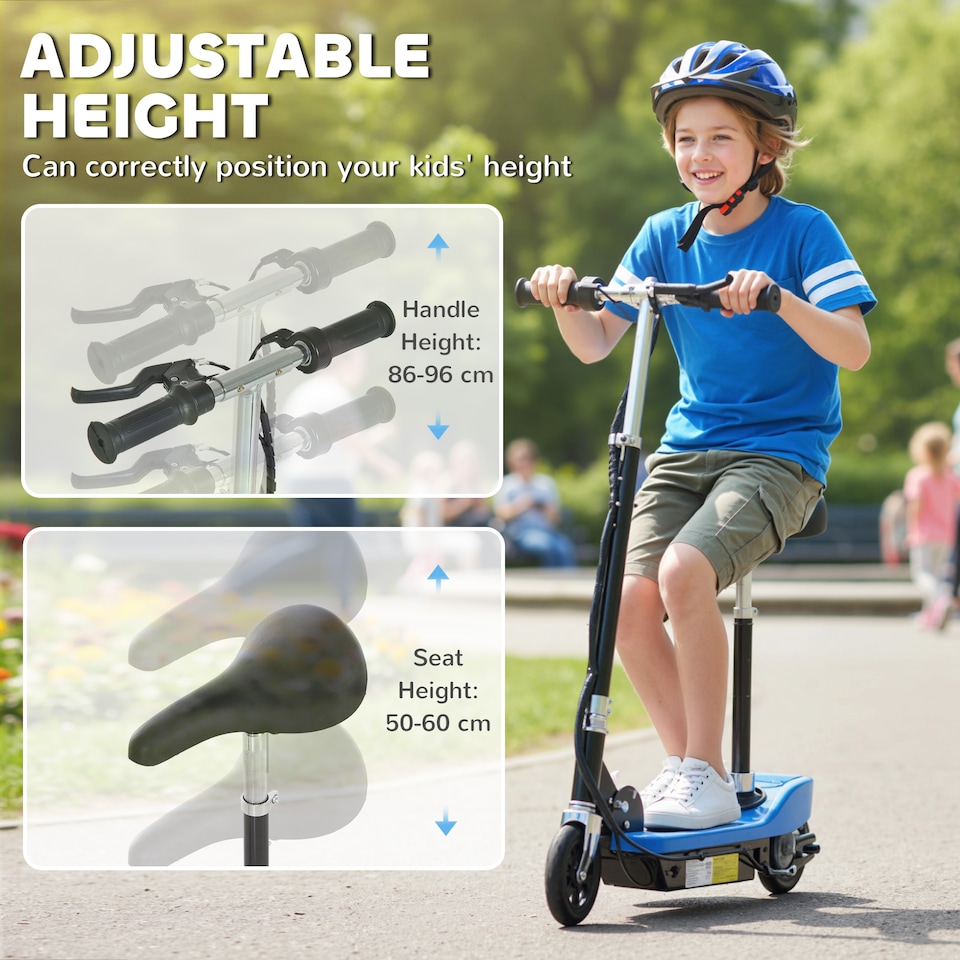 image 1 of HOMCOM Foldable Powered Scooter 120W w Adjustable Seat and Brake | Blue