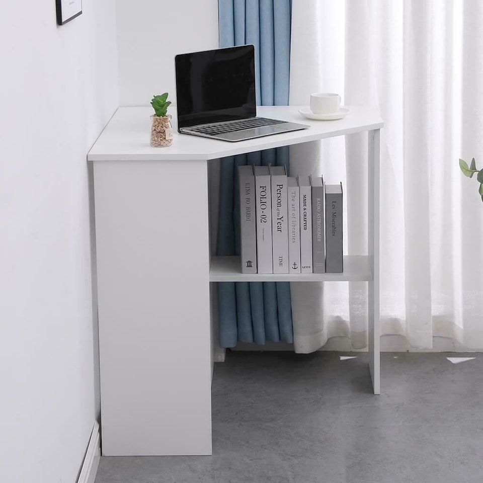 image 1 of Computer Desk PC Laptop Table Corner Home Office Study Gaming | White