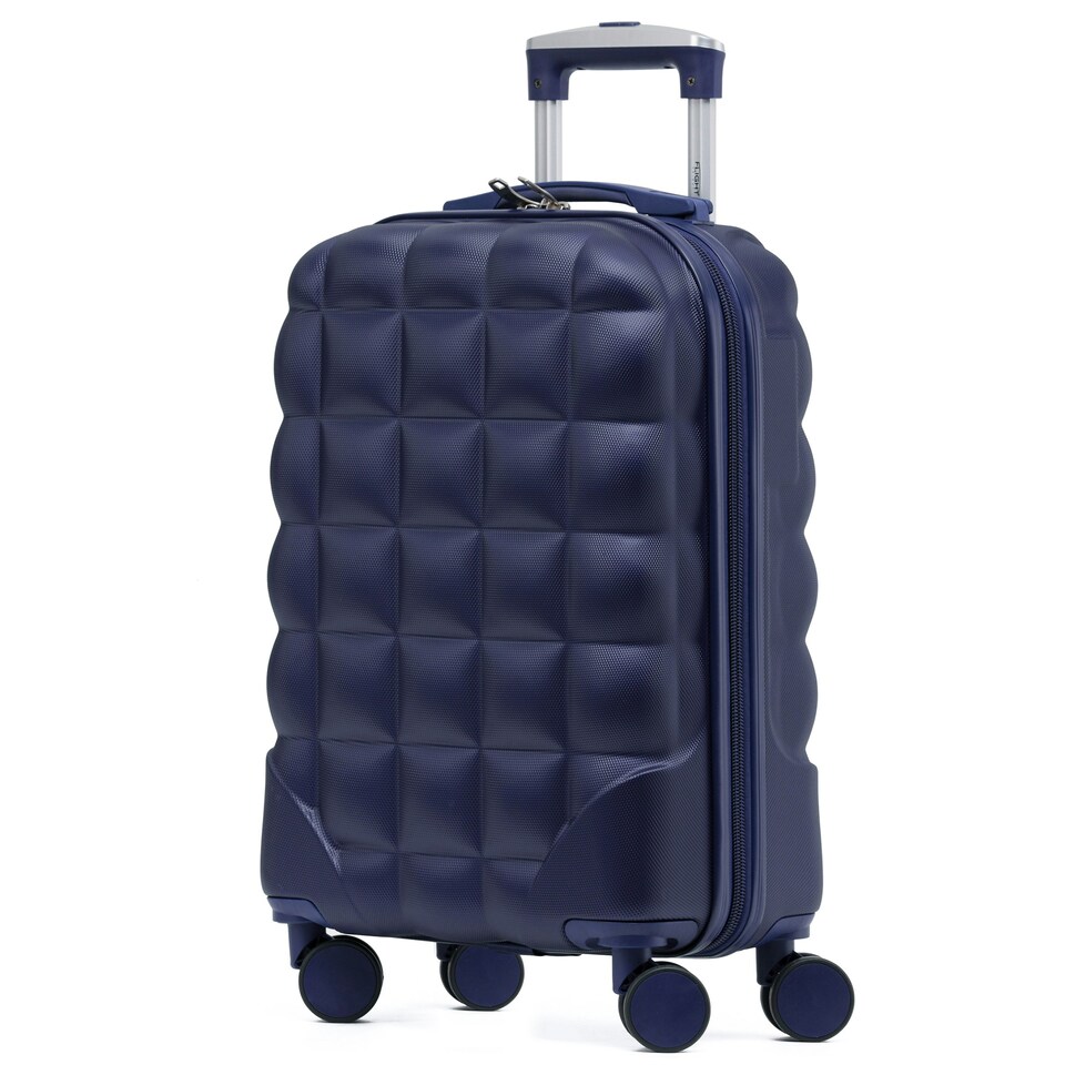 image 1 of Flight Knight Bubble Suitcase - Ryanair easyJet Jet2 Approved - 8 Wheel Carry Cabin Hardcase 55x35x20cm Blue | Navy | Cabin Bag