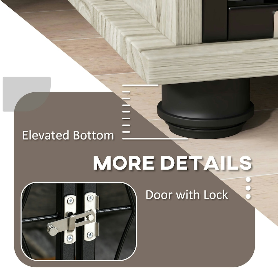 image 1 of PawHut Dog Crate Furniture End Table w/ Cushion for Large Dogs