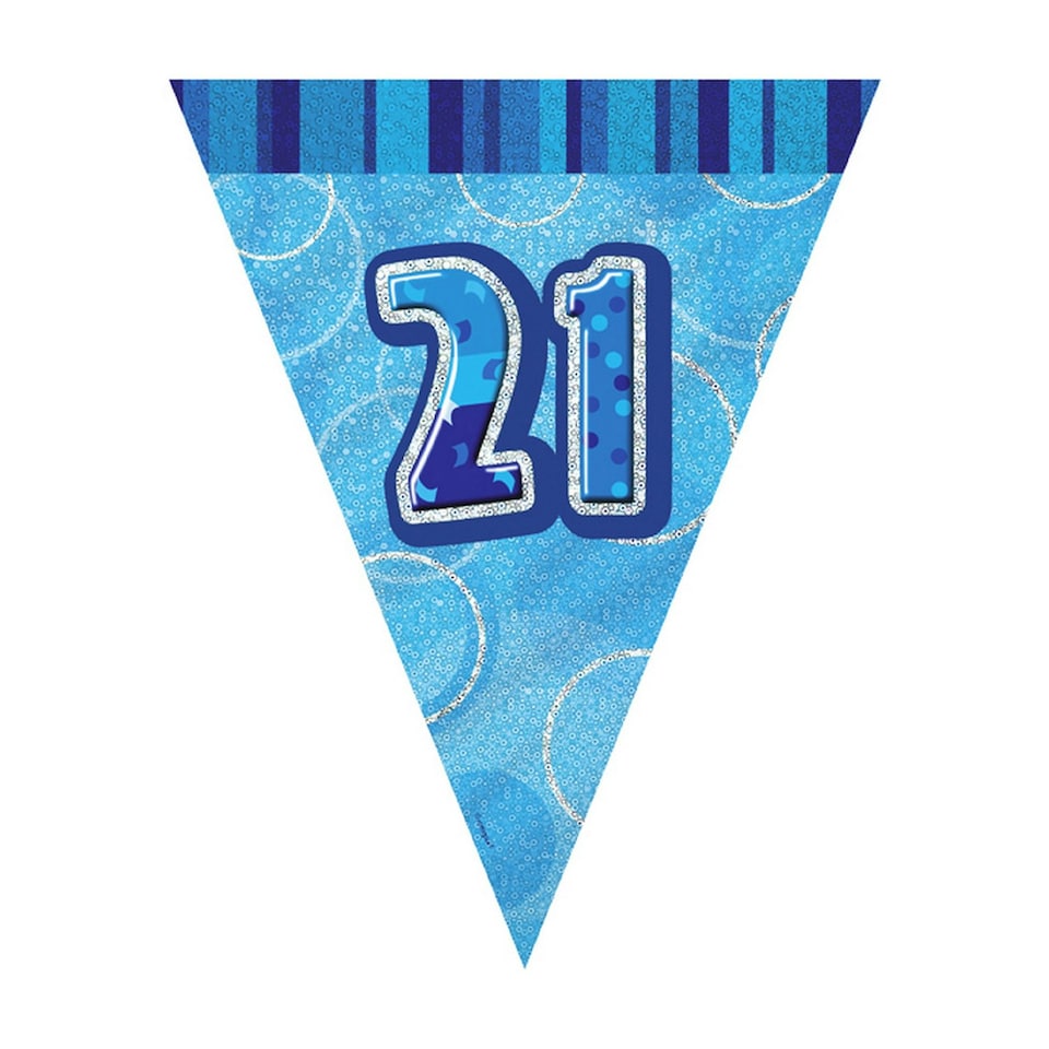 Unique Party Blue 21 Glitz Pennant Bunting - Blue - One Size