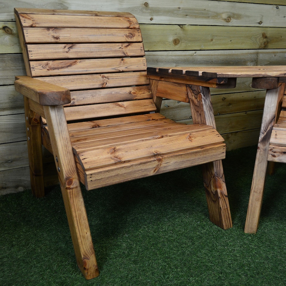 image 1 of Hand Made 5 Seater Chunky Rustic Wooden Garden Furniture Multi Set