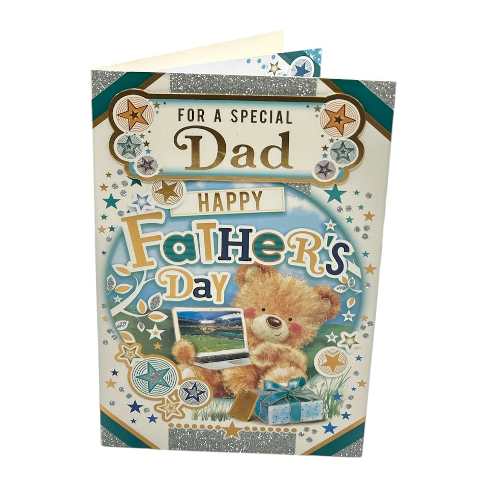 image 1 of For A Special Dad Teddy With Laptop Design Father's Day Card
