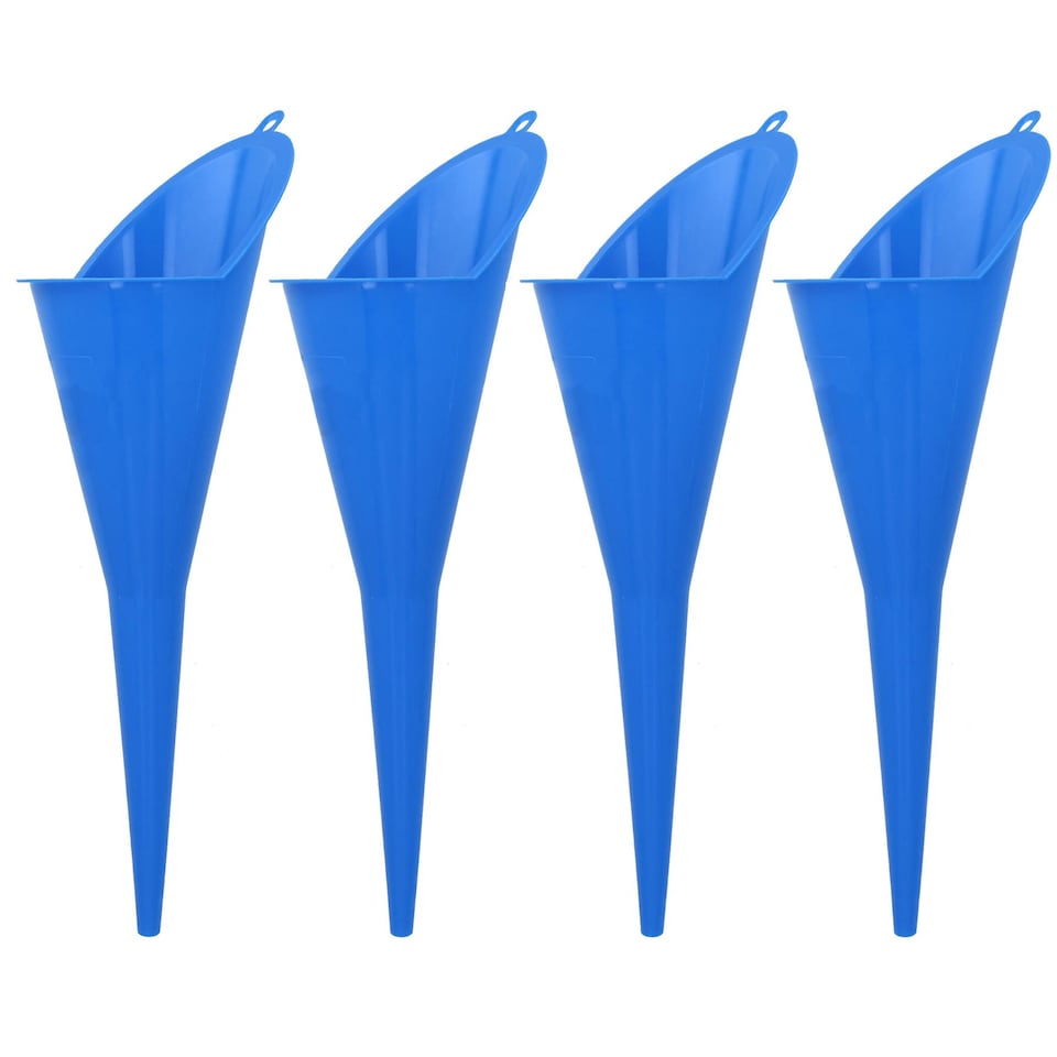 image 1 of Multipurpose Long Necked Plastic Funnel Car Refuelling Spout 370mm Long 4pc