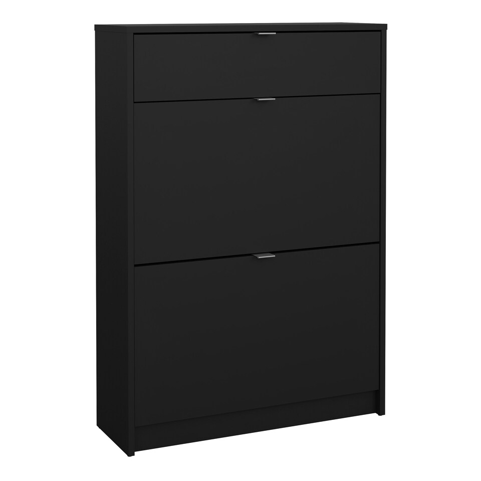 image 1 of Shoes Shoe Cabinet 2 Flip Down Doors + 1 Drawer in Matt Black