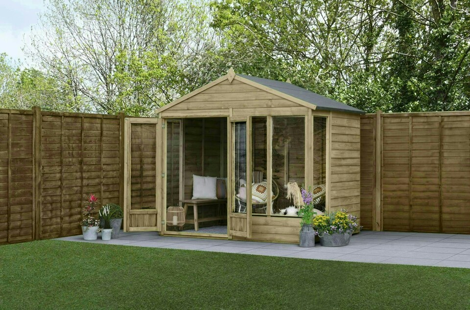 image 1 of Forest Garden 4LIFE Apex Summerhouse 8x6 - Double Door - 4 Window
