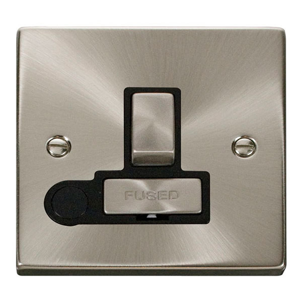 SE Home Satin / Brushed Chrome 13A Fused Ingot Connection Unit Switched With Flex in Metallic Silver