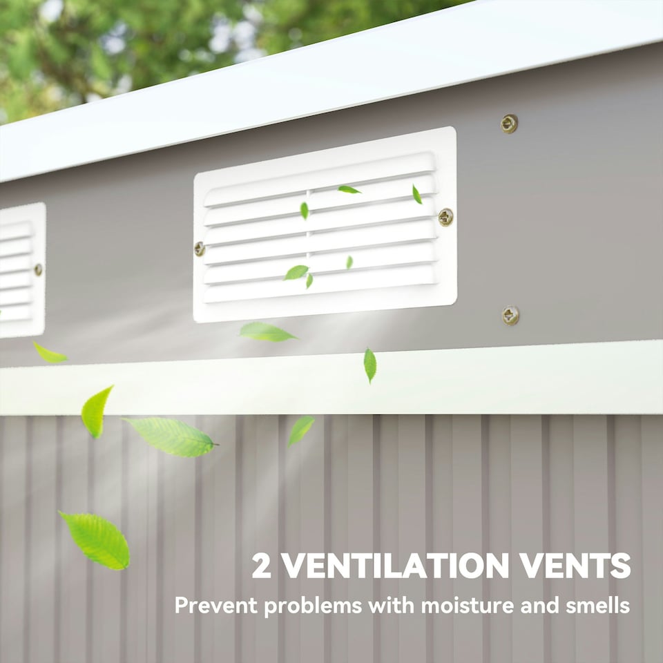 image 1 of Outsunny 7 x 4ft Metal Garden Storage Shed w/ Double Door Grey
