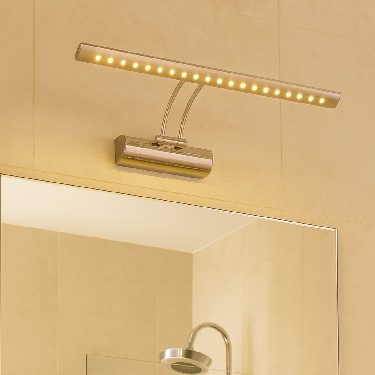 CGC Lighting Kat LED Satin Nickel Wall Light with Switch, 4W 4000K Silver Satin nickel Height: 17.5 cm Width: 40.5 cm Diameter: 5.2cm