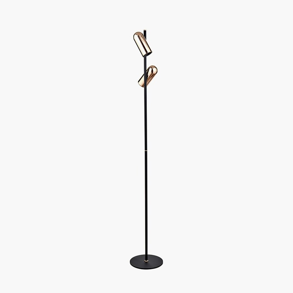 image 1 of Black and Rose Gold Metal LED Floor Lamp Black | Rose gold