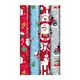 image 1 of Pack of 4 4m Cute Christmas Design No Shrink Gift Wrap Rolls Multi
